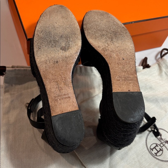 Hermes Black Espadrille Wedges Authentic - Picture 7 of 8